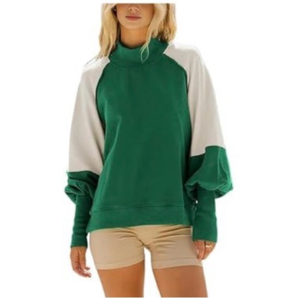 NWT‎ GRMLRPT Funnel Neck Long Sleeve Color Block Oversized Sweater - Size: Small
